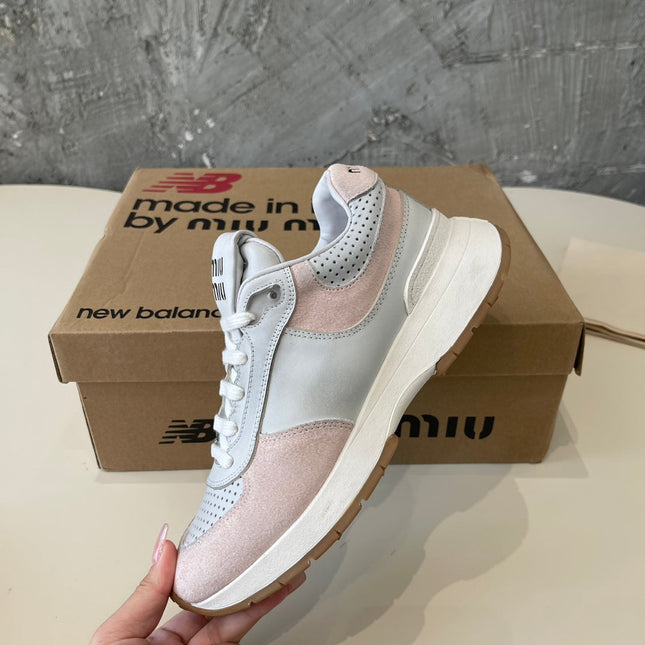 LIGHT GRAY MIX LIGHT PINK SNEAKERS COWHIDE