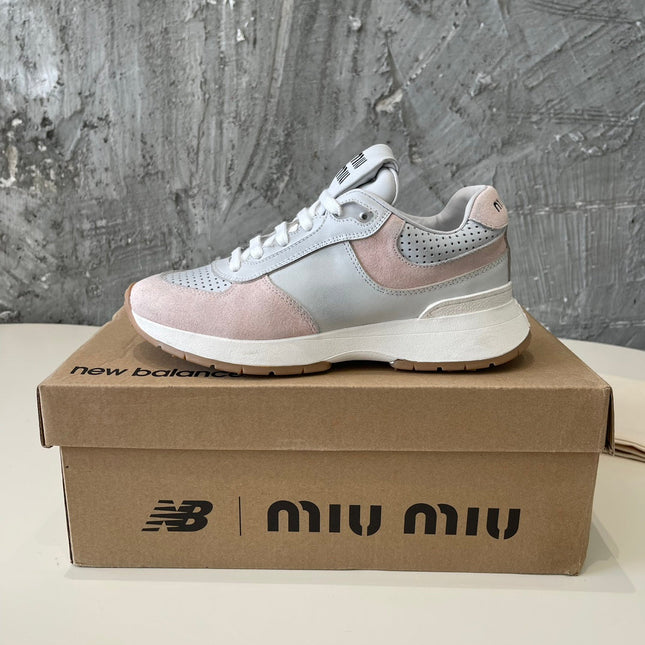 LIGHT GRAY MIX LIGHT PINK SNEAKERS COWHIDE