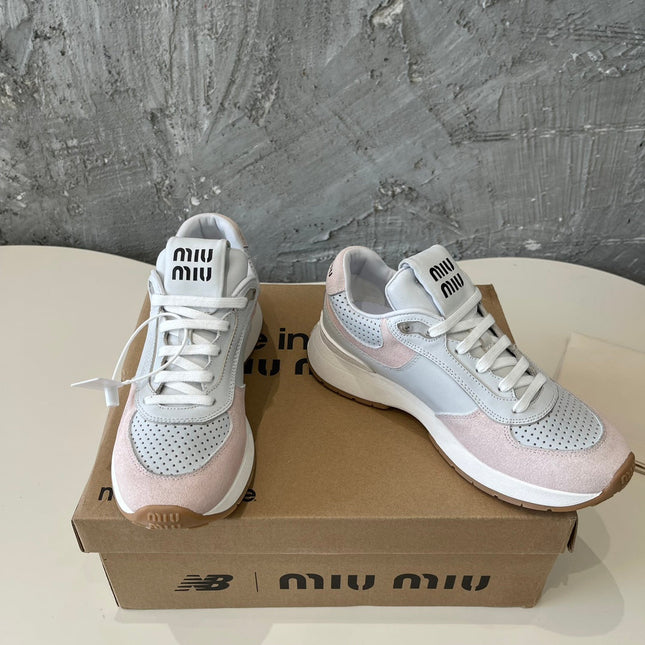 LIGHT GRAY MIX LIGHT PINK SNEAKERS COWHIDE