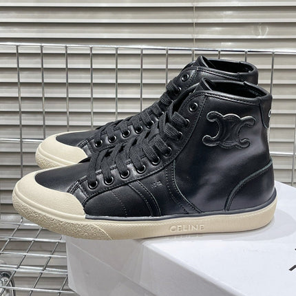 MID LOW LACE-UP ALAN SNEAKERS WITH TRIOMPHE PATCH IN CALFSKIN BLACK