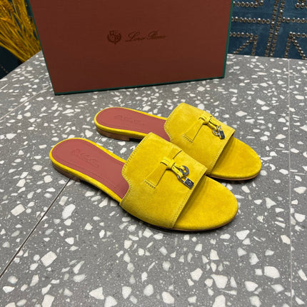 Summer Charms Sandals in Yellow Suede Maroon Lambskin
