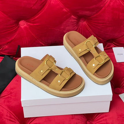 Sandal Flat Bronze Brown Canvas