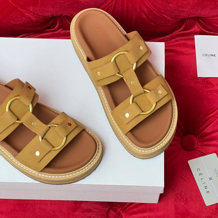 Sandal Flat Bronze Brown Canvas