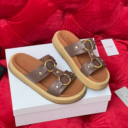 Sandal Flat Chocolate Brown Canvas