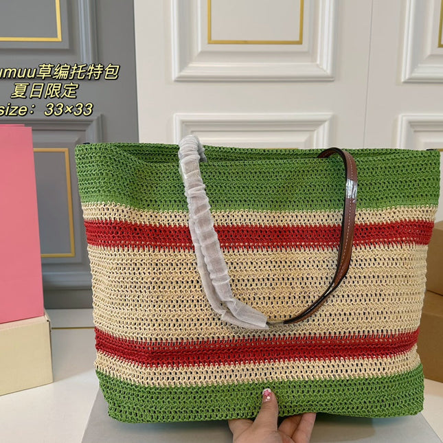 TOTE 33 BAG IN MULTICOLOR WOVEN STRAW