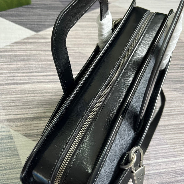 BRIEFCASE 40 WITH INTERLOCKING G BLACK CANVAS