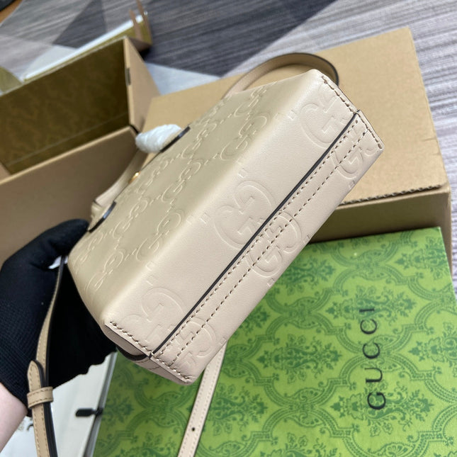 GG 20 SUPER MINI BAG WITH STRAP IN BEIGE CALFSKIN