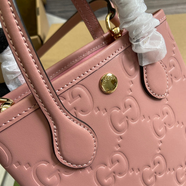 GG 20 SUPER MINI BAG WITH STRAP IN LIGHT PINK CALFSKIN