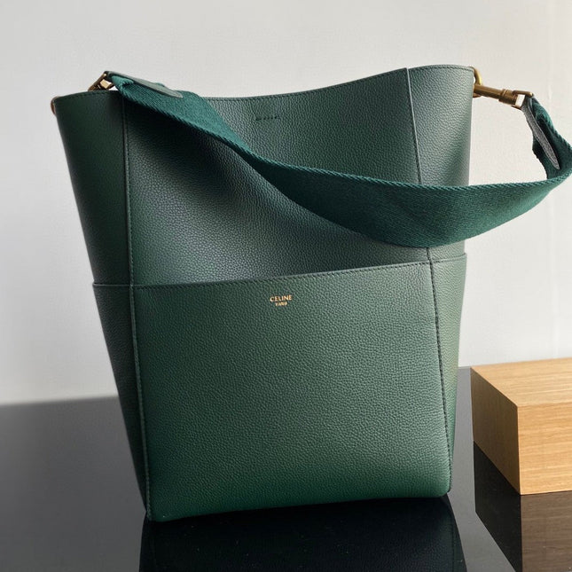 SANGLE SEAU BUCKET 33 BAG GREEN FOREST CALFSKIN