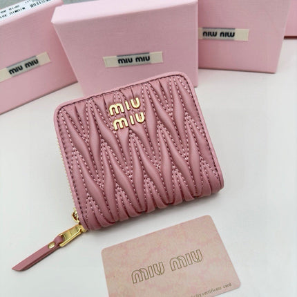 SMALL MATELASSÉ WALLET 10 IN BEGONIA PINK LEATHER