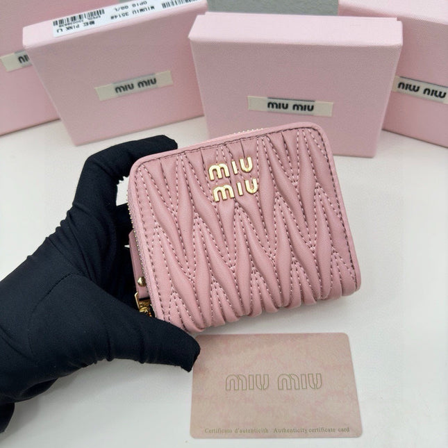 SMALL MATELASSÉ WALLET 10 IN BEGONIA PINK LEATHER