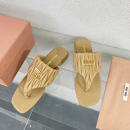 Flip-Flops Apricot Color Leather Stylized