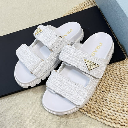 Pra Raffia Cork Slide 40 White