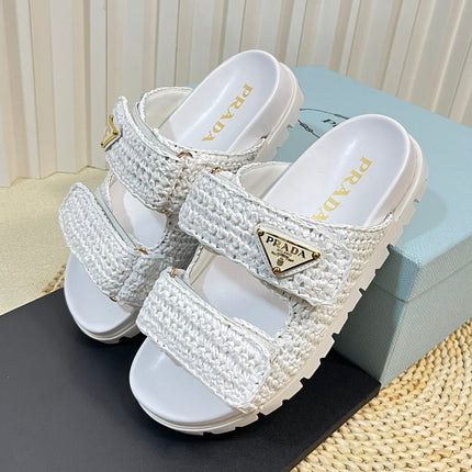 Pra Raffia Cork Slide 40 White