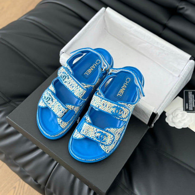 Dad Sandals Sheepskin  Cobalt Blue