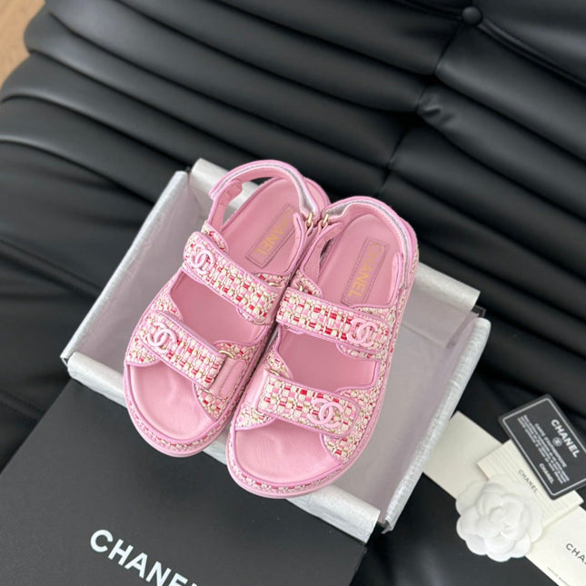 Dad Sandals Sheepskin  Light Pink