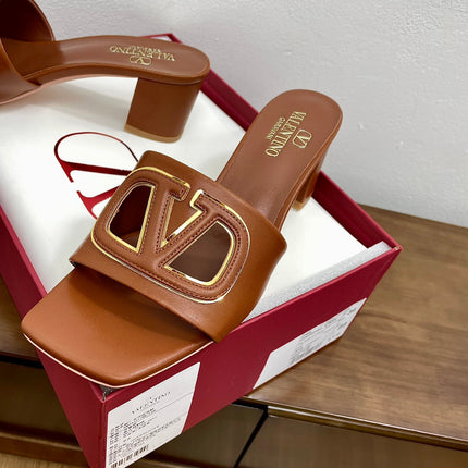 Vlogo Cut-Out 60 Sandal Tan Calfskin