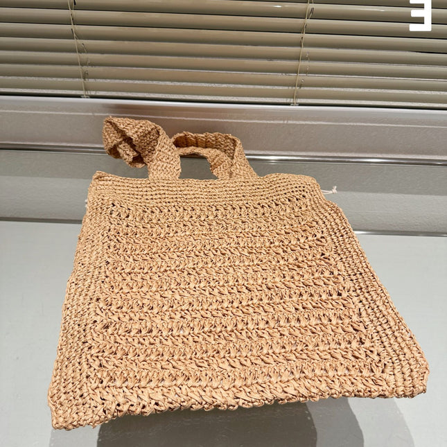 TOTE 38 BAG IN BEIGE BROWN STRAW WOVEN