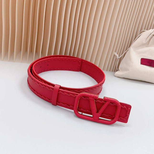 Vlogo Red Leather Buckle 40mm Red