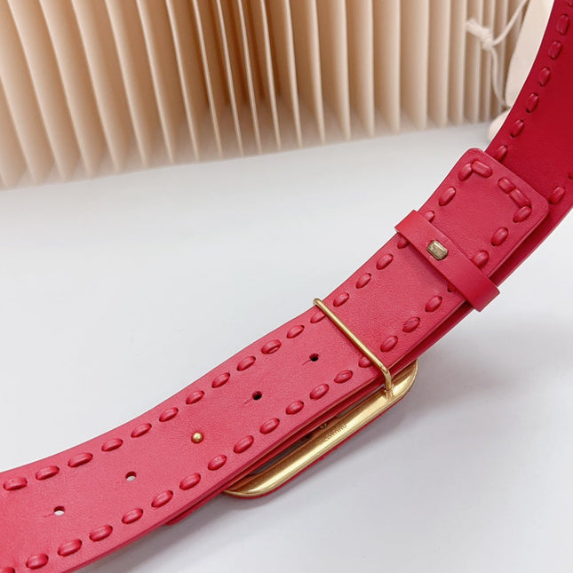 Vlogo Red Leather Buckle 40mm Red