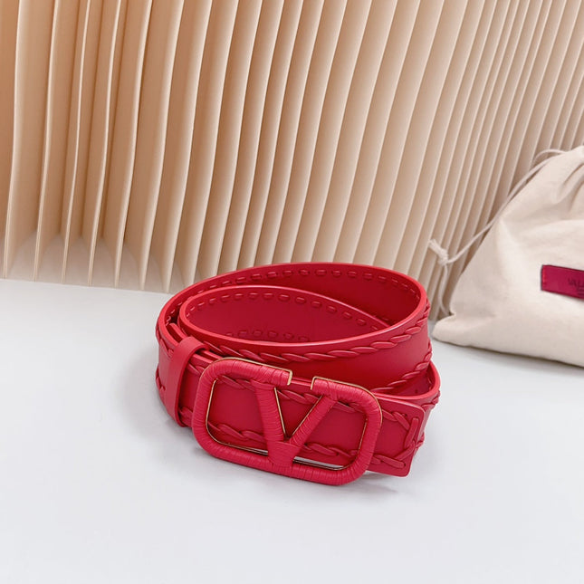 Vlogo Red Leather Buckle 40mm Red