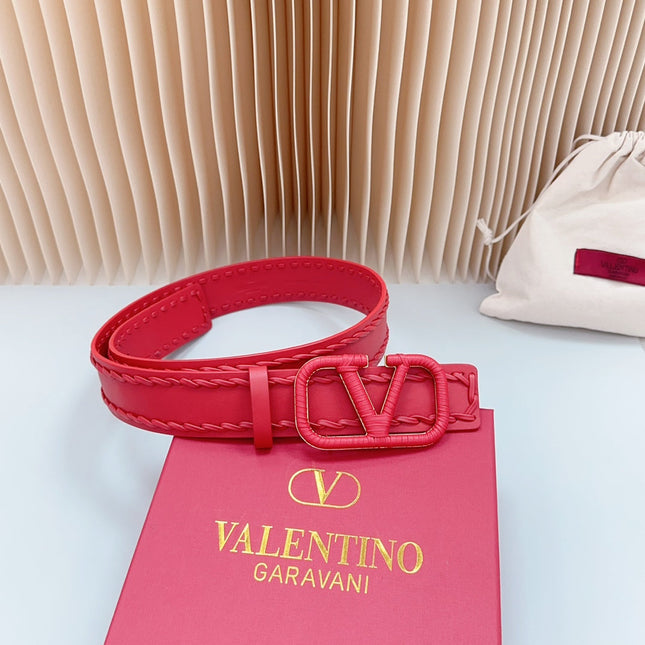 Vlogo Red Leather Buckle 40mm Red