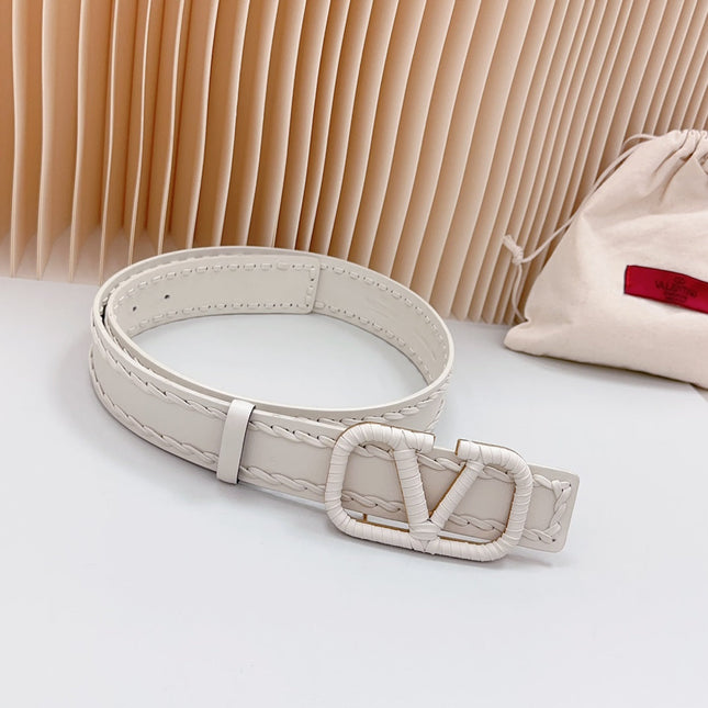 Vlogo White Leather Buckle 40mm White