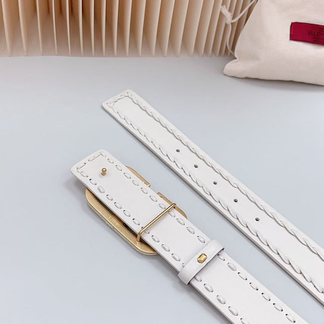 Vlogo White Leather Buckle 40mm White