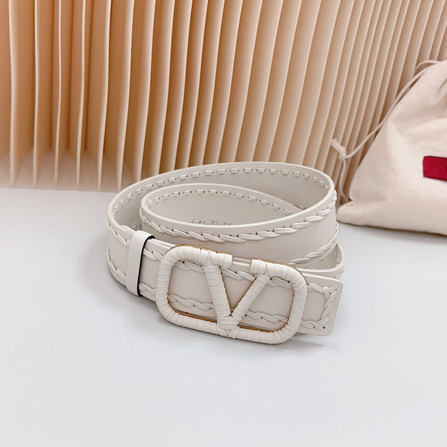 Vlogo White Leather Buckle 40mm White