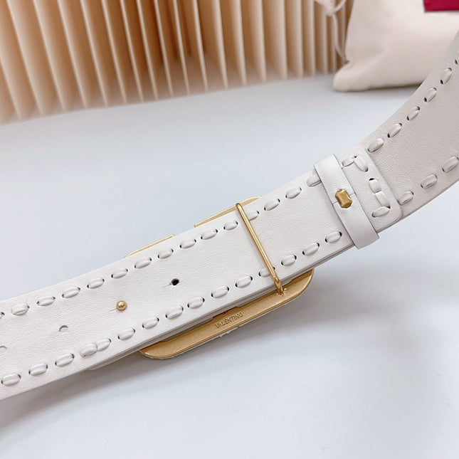 Vlogo White Leather Buckle 40mm White