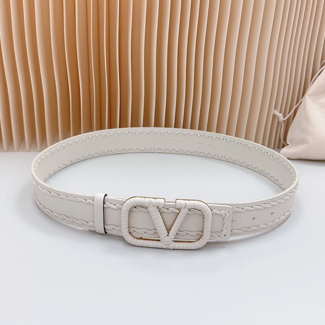 Vlogo White Leather Buckle 40mm White