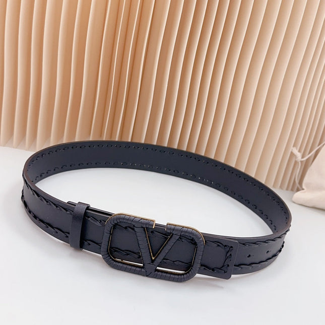 Vlogo Black Leather Buckle 40mm Black