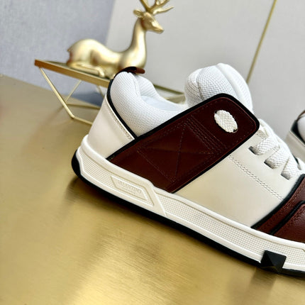 One Stud Sneaker Garavani Burgundy Calfskin White Fabric