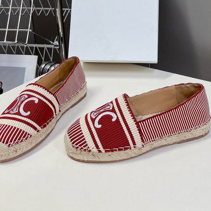 NEW FLAT FISHERMAN SHOES CARO RED COTTON CANVAS