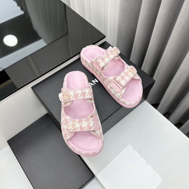 dad sandals pink white mules