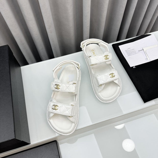 dad sandals white pantet lambskin