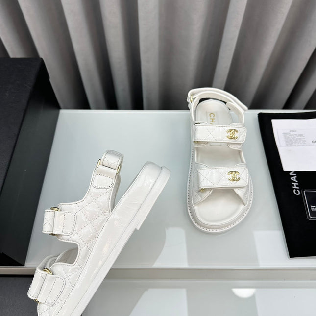 dad sandals white pantet lambskin