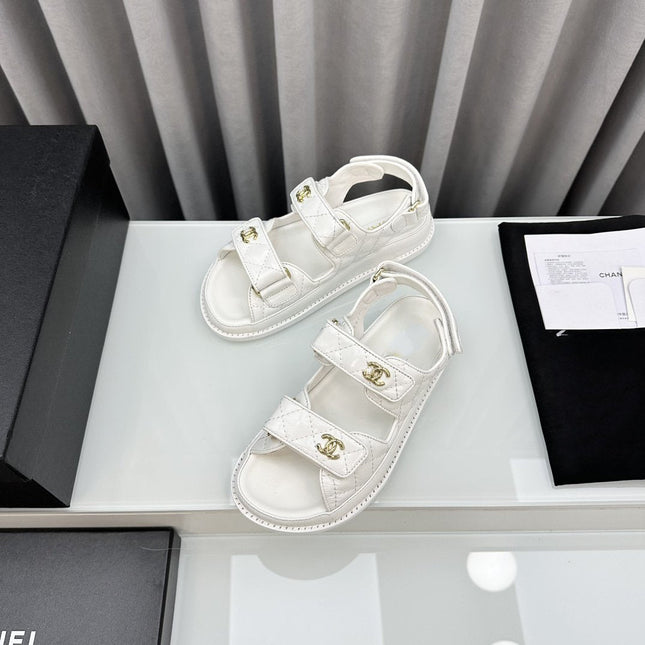 dad sandals white pantet lambskin