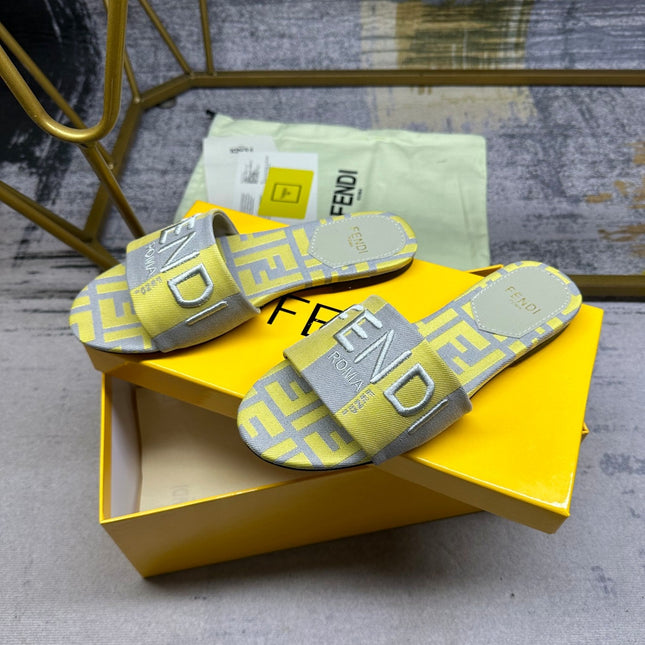 FF 5 Yellow Grey Canvas Slide