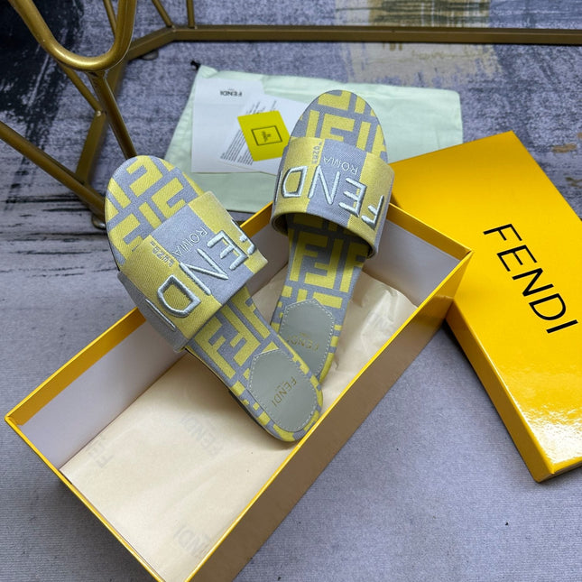 FF 5 Yellow Grey Canvas Slide