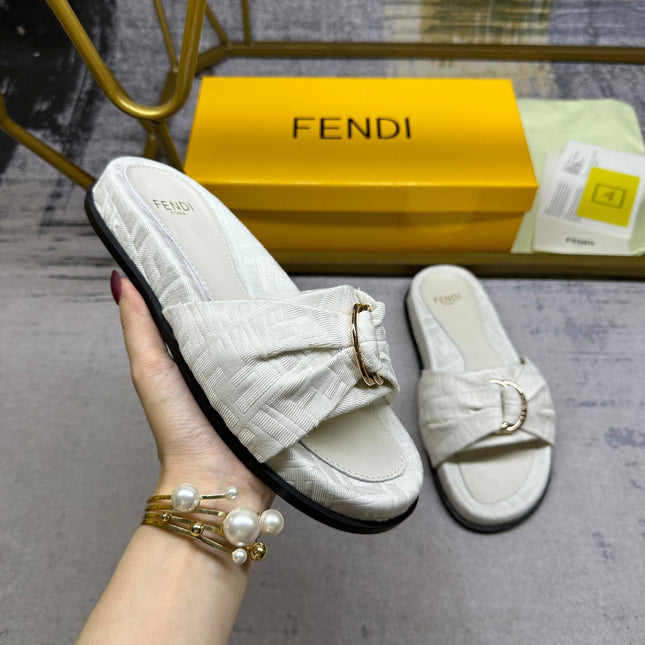 FF Feel 10 White FF jacquard Slide