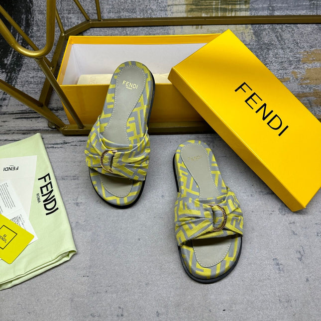 FF Feel 10 Yellow Grey FF jacquard Slide