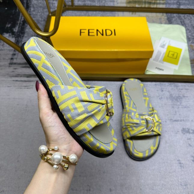 FF Feel 10 Yellow Grey FF jacquard Slide