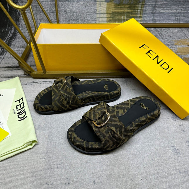 FF Feel 10 Olive Black FF jacquard Slide