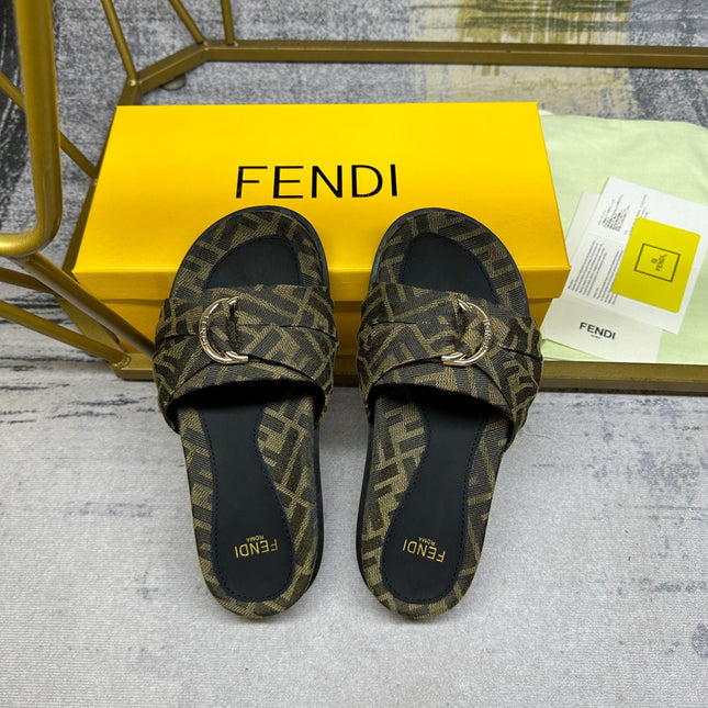 FF Feel 10 Olive Black FF jacquard Slide