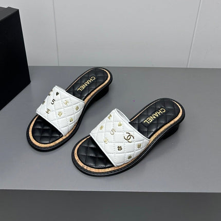 CC Slippers white calf leather