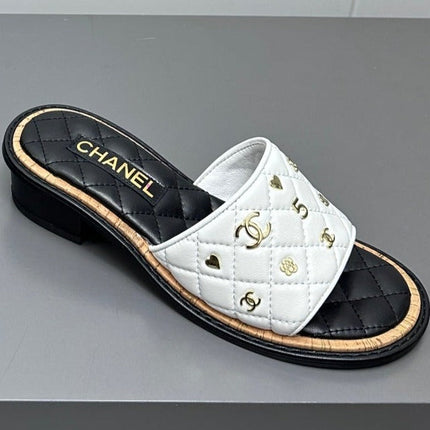 CC Slippers white calf leather