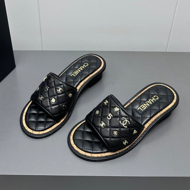 CC Slippers black calf leather