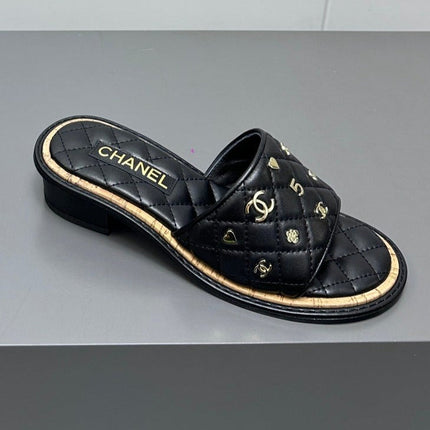 CC Slippers black calf leather