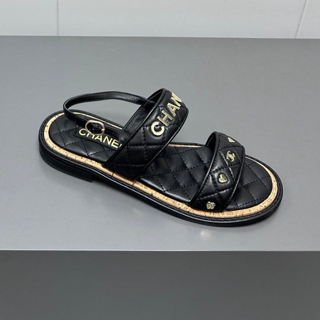 Dad sandals black calf leather